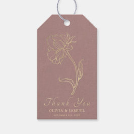 Elegante Chic Gold Flower Dusty Roos Bedankt Cadeaulabel