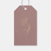 Elegante Chic Gold Flower Dusty Roos Bedankt Cadeaulabel (Achterkant)