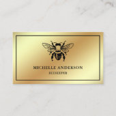 Elegante Chic Gold Folie Honing Bijenhouder Visitekaartje (Voorkant)