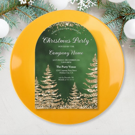 Elegante Chic Gold Glitter Pine Corporate Party Kaart