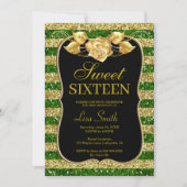 Elegante Chic Gold Green Glitter Roos Sweet 16 Kaart (Voorkant)