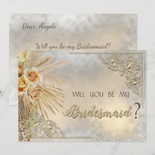 Elegante Chic Gold Hearts Boho Bloemen Kaart (Voorkant / Achterkant)