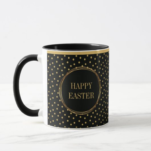 Elegante Chic Gold Polka Dots Happy Easter Mok (Links)