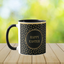 Elegante Chic Gold Polka Dots Happy Easter