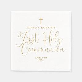 Elegante Chic Gold Script Eerste Heilige Communie Servet