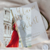 Elegante Chic Gold Stripe Script Wedding Vellum Uitnodigingen