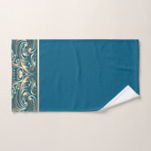 Elegante Chic Gold Swirls Royal Blue Handdoek (Handdoek)