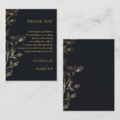 Elegante Chic Golden Floral bruiloft Bedankt Plaatskaartje (Voorkant / Achterkant)