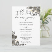 Elegante Chic Gotische Rozen Bloemen Fotobruiloft Kaart (Staand voorkant)