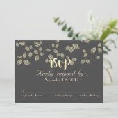 Elegante chic gouden bladeren RSVP kaart (Staand voorkant)