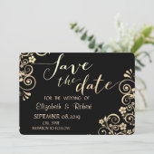 Elegante Chic Gouden Bloemen Bewaar de Datum Save The Date (Staand voorkant)