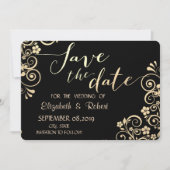 Elegante Chic Gouden Bloemen Bewaar de Datum Save The Date (Voorkant)