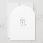 Elegante Chic Greenery Bloemen Monogram Trouwboog Kaart (Achterkant)