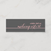 Elegante Chic Grey Bleke Roze Lijn Make-up Artist Mini Visitekaartje (Voorkant)