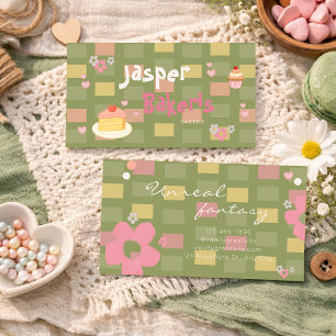 Elegante Chic Groene Madeliefjes Mooie Bakkerij Visitekaartje
