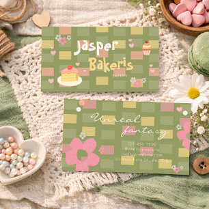 Elegante Chic Groene Madeliefjes Mooie Bakkerij Visitekaartje