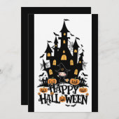 Elegante Chic Happy Halloween Feestdagenkaart (Voorkant / Achterkant)