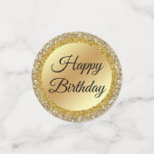 elegante chic happy jarig, gouden luxe achtergrond confetti (Kleine voorkant)