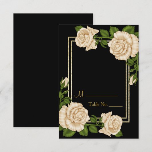 Elegante Chic Hoek Ivoor Rozen Tafelnummer (Voorkant / Achterkant)
