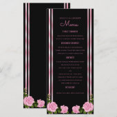 Elegante Chic Hoek Roos Boeket Bruiloftsmenu Menu (Voorkant / Achterkant)