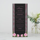 Elegante Chic Hoek Roos Boeket Bruiloftsmenu Menu (Staand voorkant)