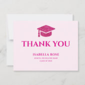 Elegante Chic Klasse van 2025 Heet roze Afstuderen Bedankkaart (Voorkant)