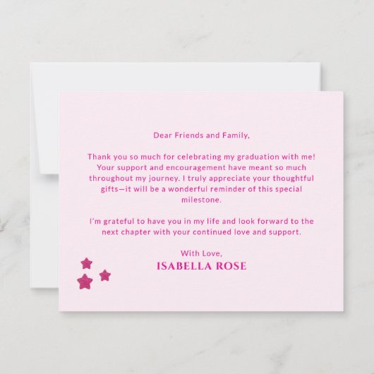 Elegante Chic Klasse van 2025 Heet roze Afstuderen Bedankkaart (Achterkant)