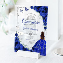 Elegante Chic Koningsblauwe Rozen Zilveren Quincea