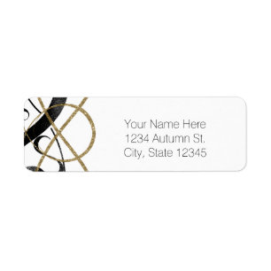 Elegante Chic Kunst Zwart & Goud Glamour Uitnodigi Etiket