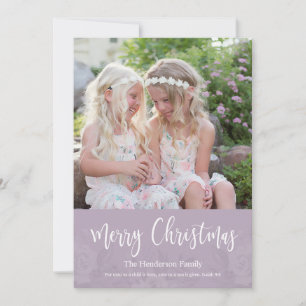 Elegante Chic Lavendel Bloemen Foto Kerstmis Feestdagenkaart