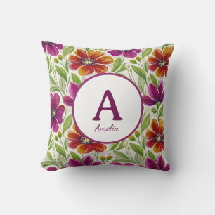Elegante Chic Lentebloem Monogram  Kussen