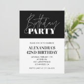 Elegante chic lettering zwart wit 42e verjaardag kaart (Staand voorkant)