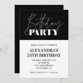 Elegante Chic Lettering Zwart Wit 54e verjaardag Kaart (Voorkant / Achterkant)