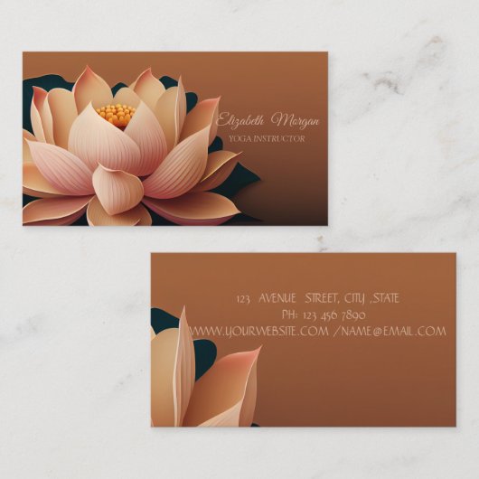 Elegante Chic Lotus Yoga Instructeur Visitekaartje (Voorkant / Achterkant)