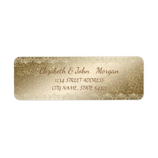 Elegante Chic Luxe, Nepgoud, Kant, Confetti Etiket (Voorkant)