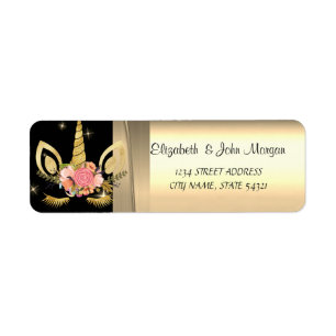 Elegante Chic Luxe, Nepgoud, Zwart, Eenhoorn Etiket
