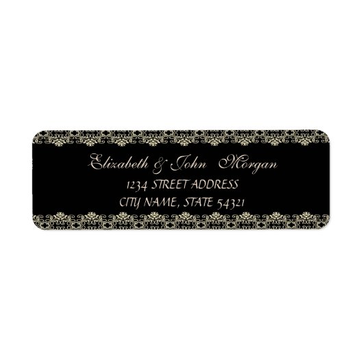 Elegante Chic Luxe, Zwart, Kant Etiket (Voorkant)