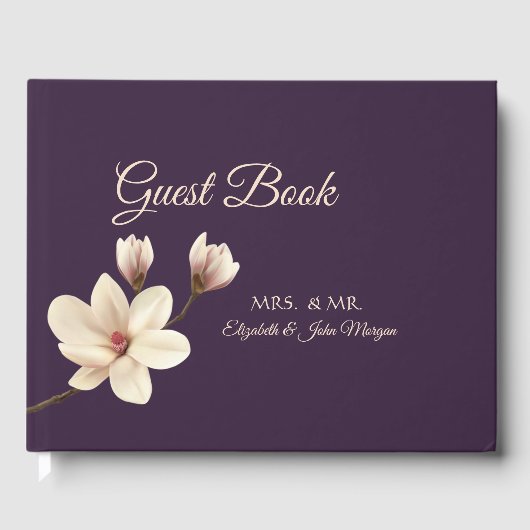 Elegante Chic Magnolia Bruiloft Gastenboek (Voorkant)