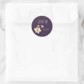 Elegante Chic Magnolia Bruiloft Ronde Sticker (Tas)