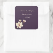Elegante Chic Magnolia Bruiloft Vierkante Sticker (Tas)