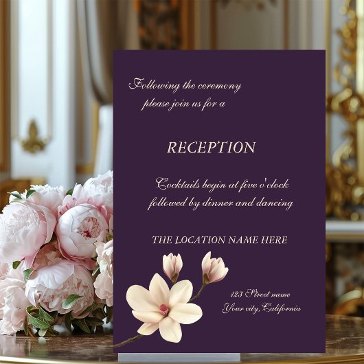Elegante Chic Magnolia Bruiloftsreceptie Kaart