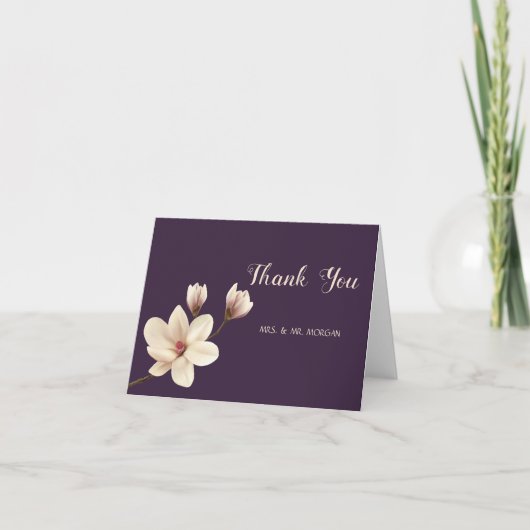Elegante Chic Magnolia Rozen Bedankkaart (Voorkant)