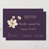 Elegante Chic Magnolia RSVP Kaart (Voorkant / Achterkant)