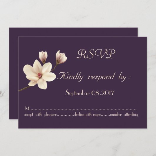 Elegante Chic Magnolia RSVP Kaart (Voorkant / Achterkant)