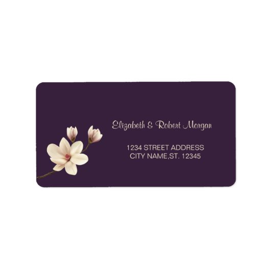 Elegante Chic Magnolia Trouwlabel Etiket (Voorkant)