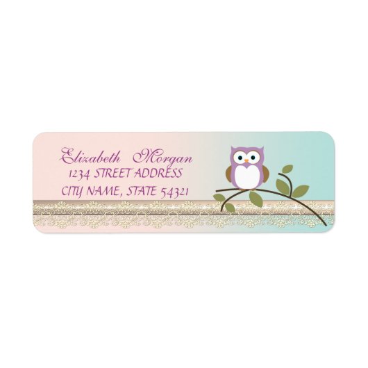 Elegante Chic Meisjesachtig Schattig, Uil Etiket (Voorkant)