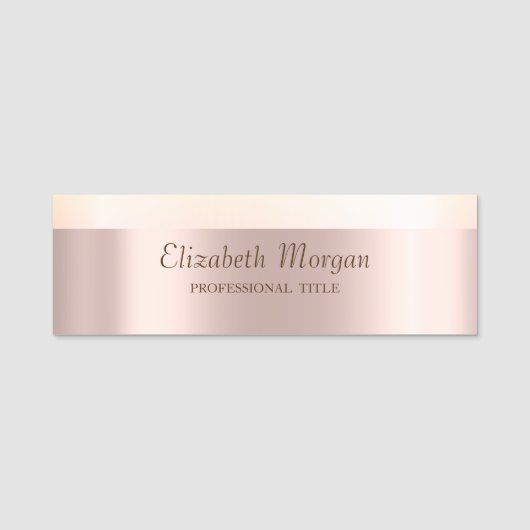 Elegante Chic Mode, Streep,Roze Goud Naamplaatje (Voorkant)