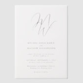 Elegante Chic Monogram Overlay bruiloft Vellum Uitnodigingen (Voorkant)