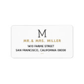 Elegante chic Mr Mrs bruiloft wit Etiket (Voorkant)