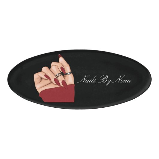 Elegante Chic Nail Artist Salon Manicurist Uniform Naambadge (Voorkant)